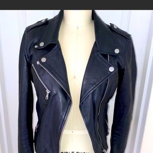 Zara - Genuine leather fitted Moto jacket